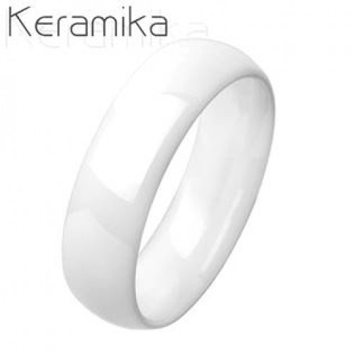 Dámský keramický prsten bílý, šíře 6 mm